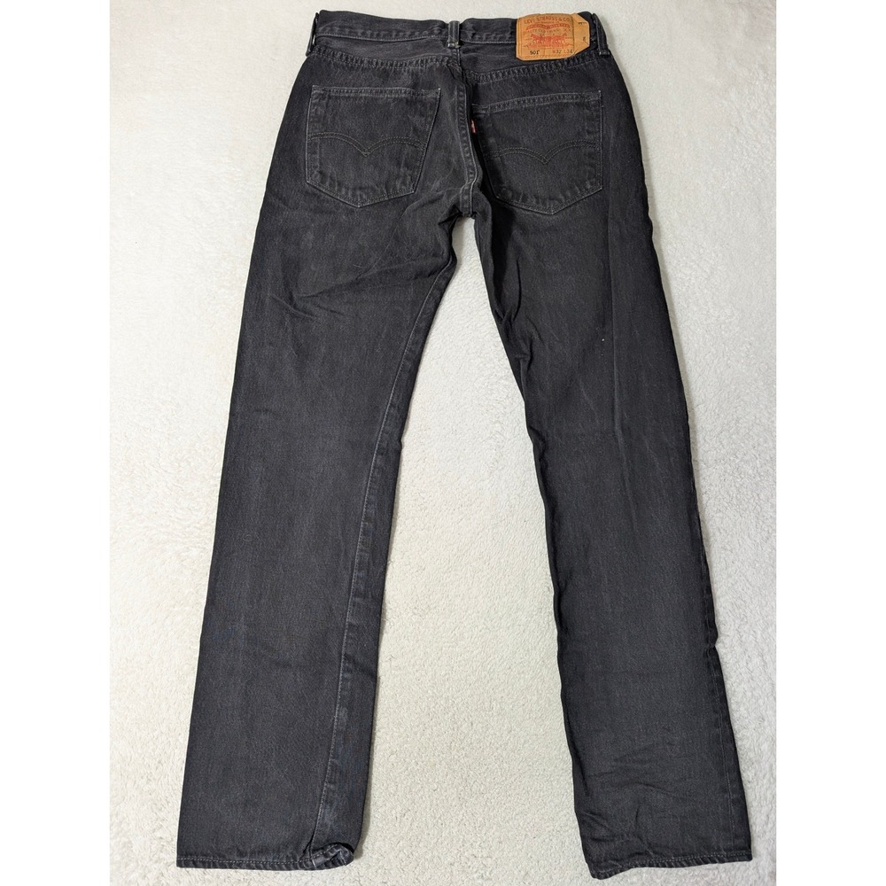 Levi's 501 Original Fit Jeans‎ Mens 32/34 Black Straight Leg Button Fly Denim - Picture 4 of 8